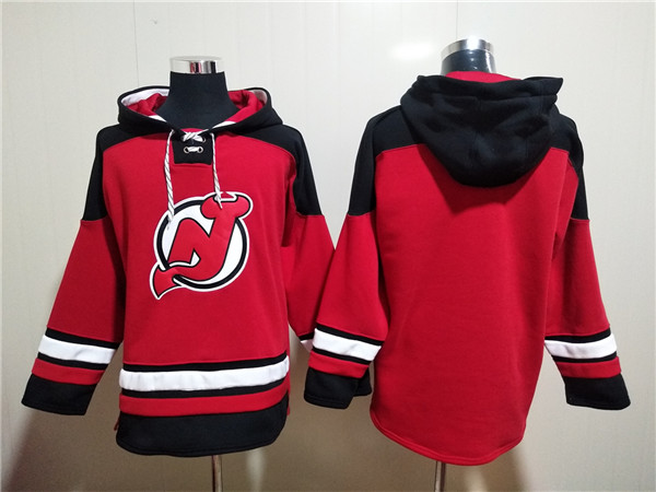 Men's New Jersey Devils Blank Red Ageless Must-Have Lace-Up Pullover Hoodie